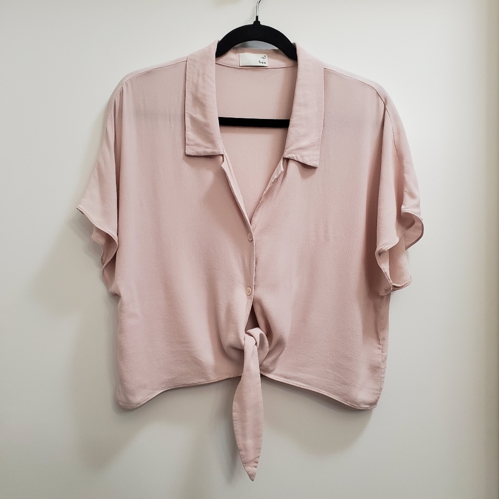 Wilfred Free Blush Pink Tie Front Blouse Size M